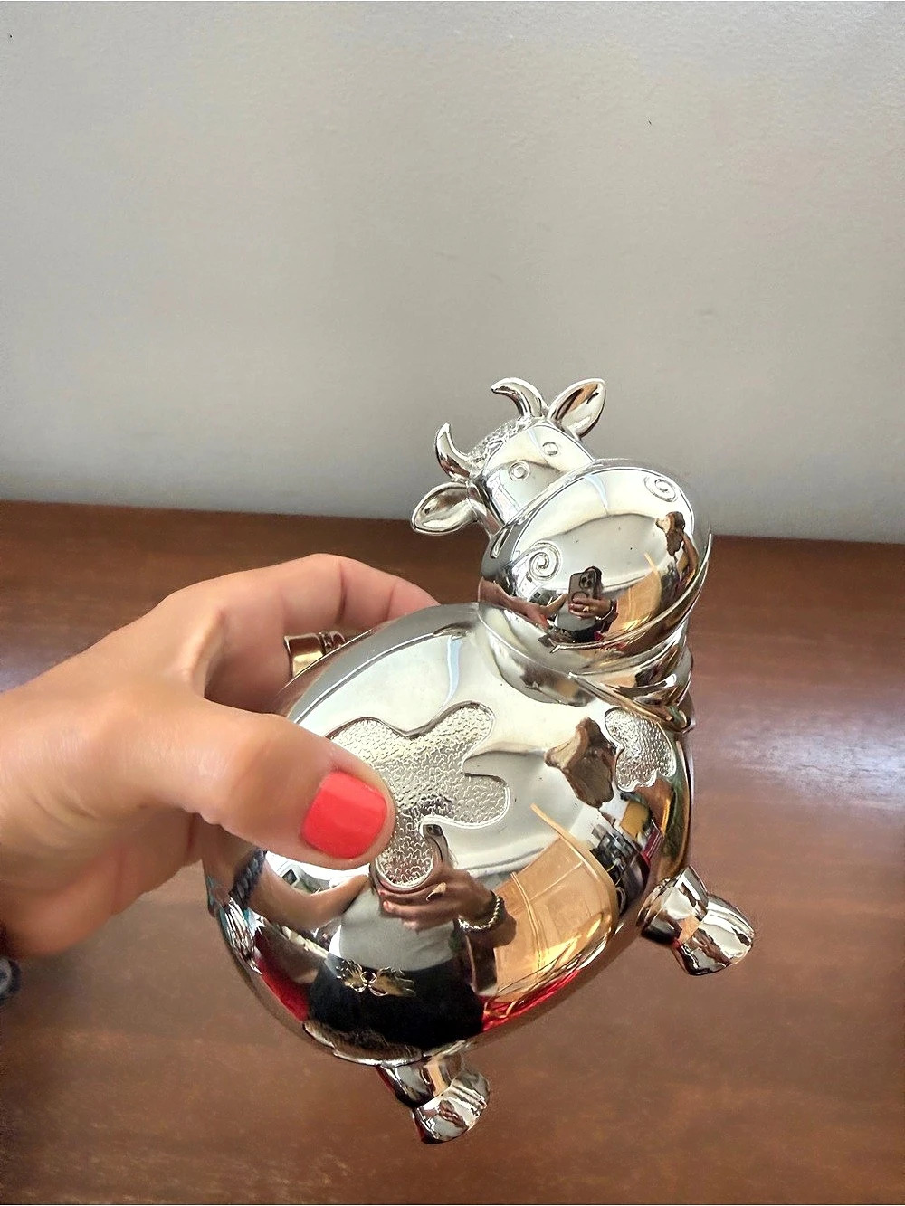 Dutch Silver Cow Piggy Bank